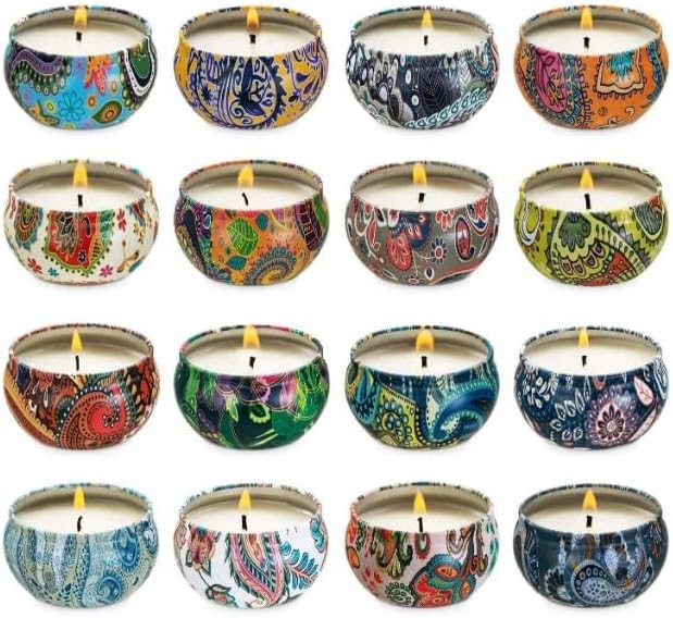 Aromatherapy Soy Wax Candle Set for Women - 16 Portable Tins
