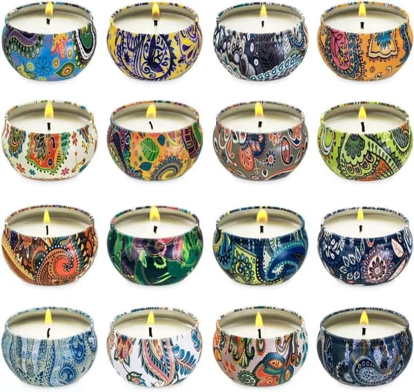 Aromatherapy Soy Wax Candle Set for Women - 16 Portable Tins