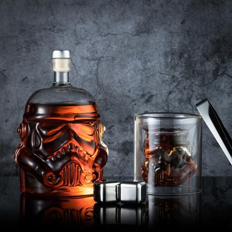 Whiskey Decanter Set with 4 Glasses and Stones - Ideal Gift for Men