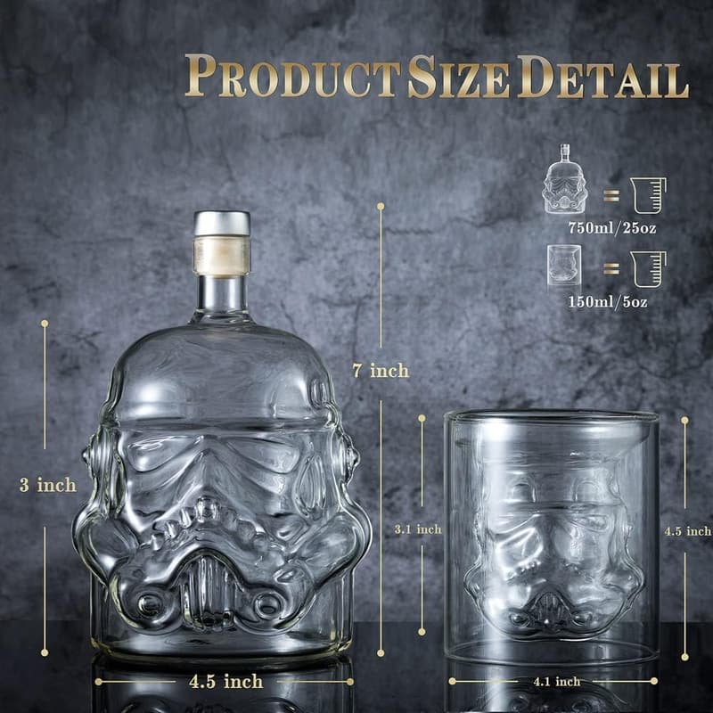 Whiskey Decanter Set with 4 Glasses and Stones - Ideal Gift for Men