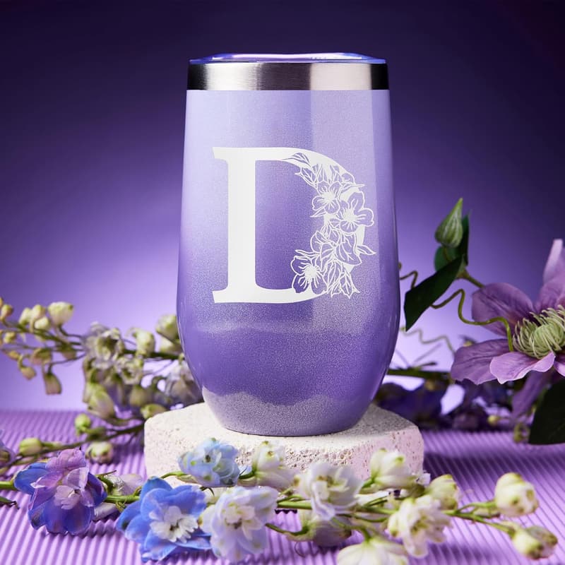Birthday Spa Gift Basket with 20oz Initial Tumbler for Her