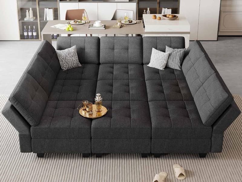 Oversized Reversible Modular Sleeper Sofa with Storage - Dark Grey