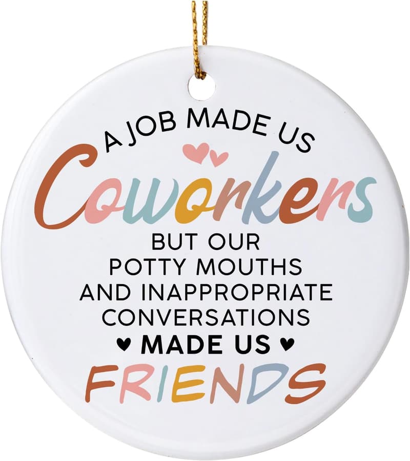 Coworker Christmas Ornaments - Ceramic Gifts for Friends