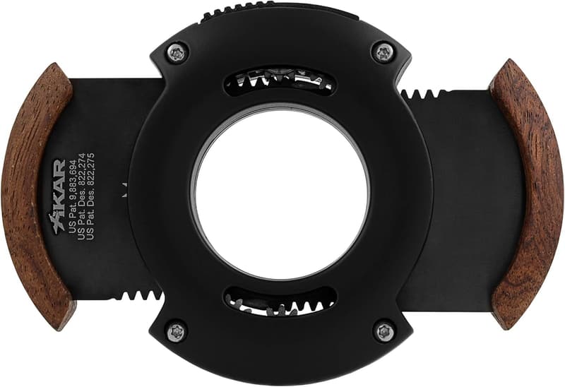 Premium Cigar Cutter for Aficionados – Black & Redwood, Dual Blades