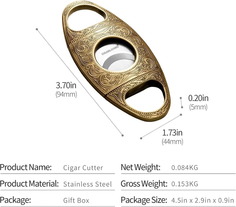 Engraved Stainless Steel Cigar Cutter with Double Cut Blade