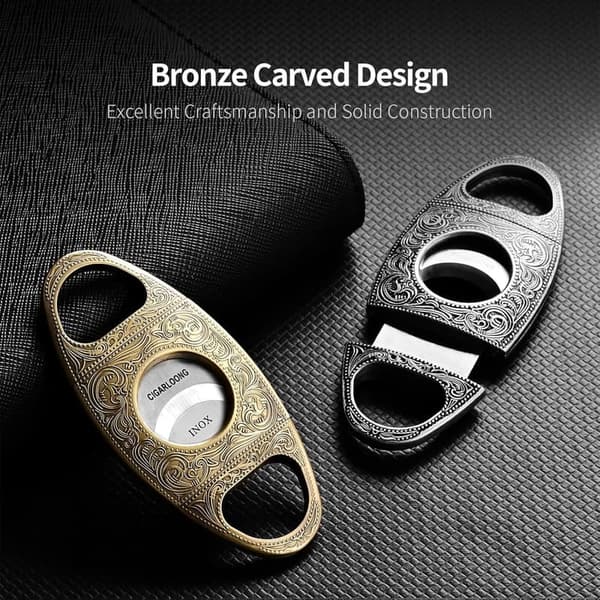 Engraved Stainless Steel Cigar Cutter with Double Cut Blade