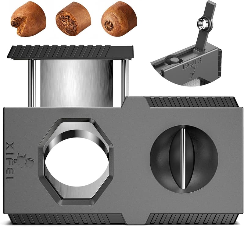 Ergonomic 3-in-1 Cigar Cutter with Stainless Steel Blade