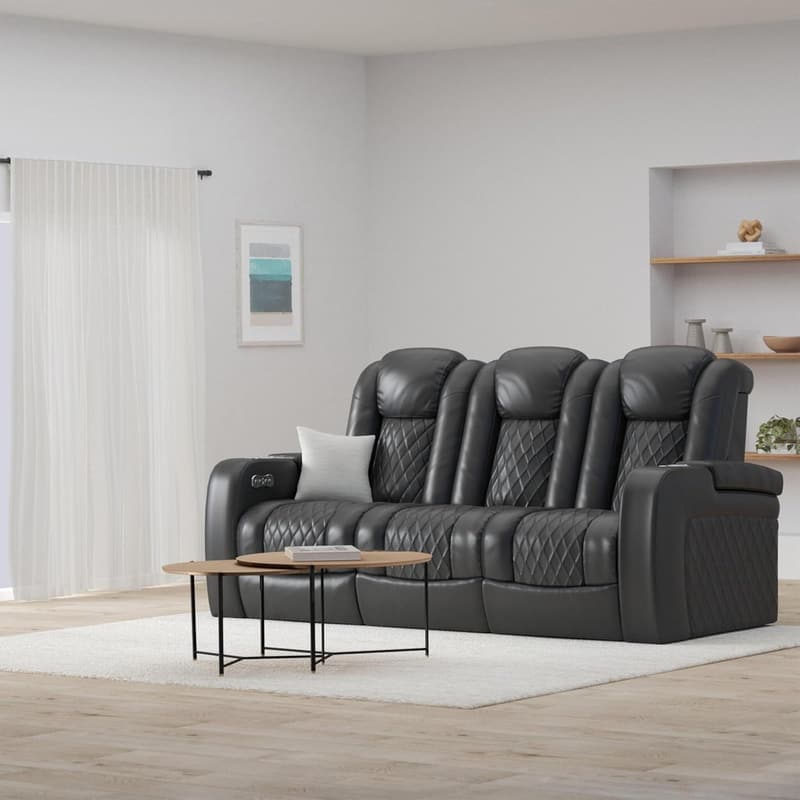 Home Theater Sofa - Italian Leather, Power Recline, USB Charging