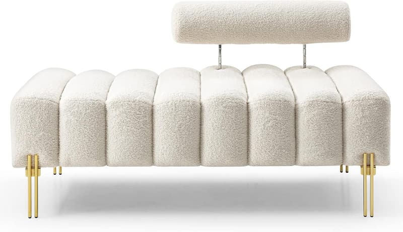 Modern Loveseat Sofa with Golden Legs and Adjustable Backrest