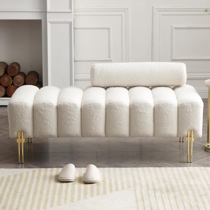 Modern Loveseat Sofa with Golden Legs and Adjustable Backrest