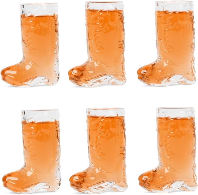 Cowgirl Bachelorette Party Cowboy Boot Shot Glass Set - 6 Pieces