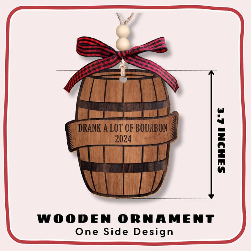 Bourbon Christmas Tree Ornament - Wooden Wine Decor 2024