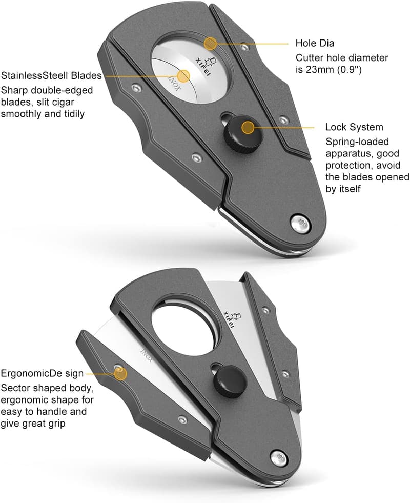 Stainless Steel Double Blade Cigar Cutter for All Sizes