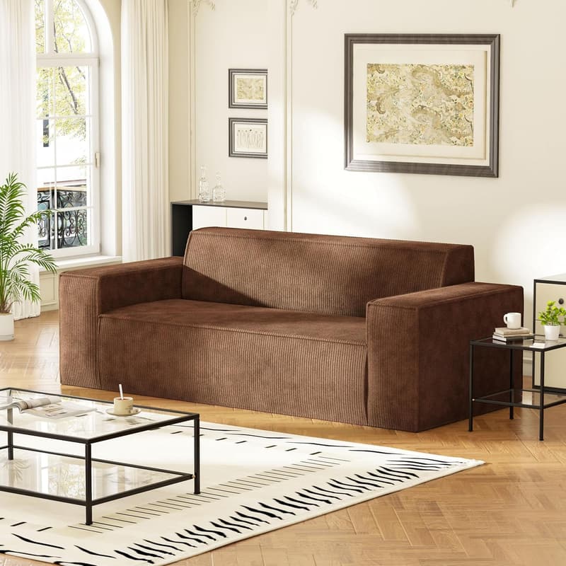 Modern Brown 3-Seater Memory Foam Sofa-in-a-Box