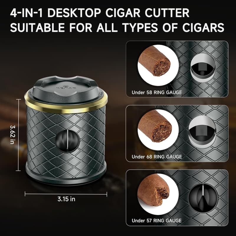 4-in-1 Cigar Cutter Gift for Men with Holder