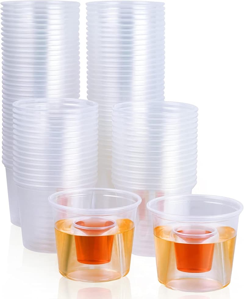 Clear Plastic Bomber Shot Glasses – 100 Durable Disposable Cups
