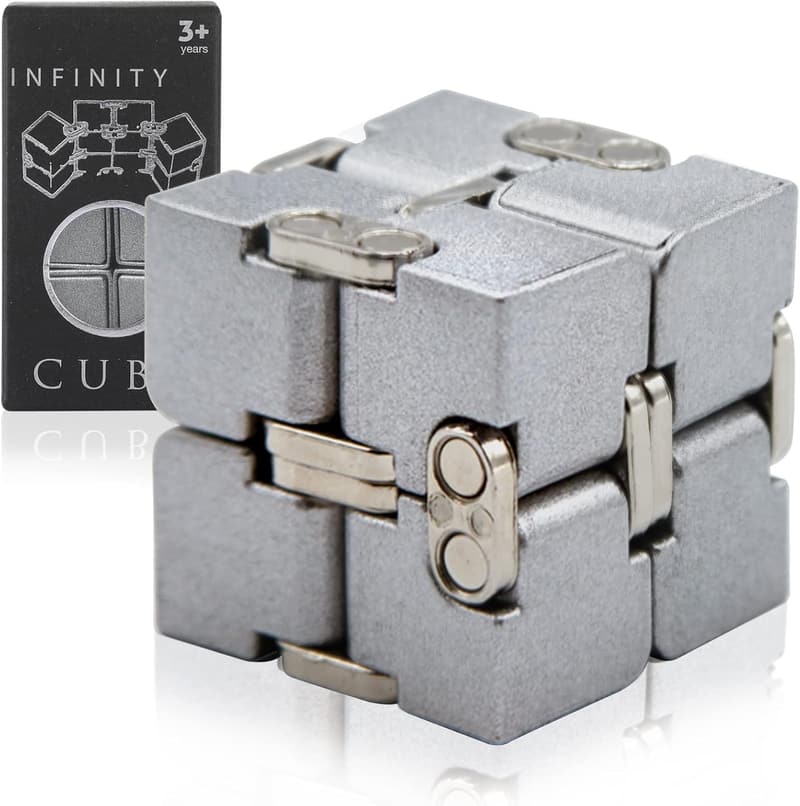 Infinity Cube Fidget Toy - Metal Desk Gadget for Stress Relief