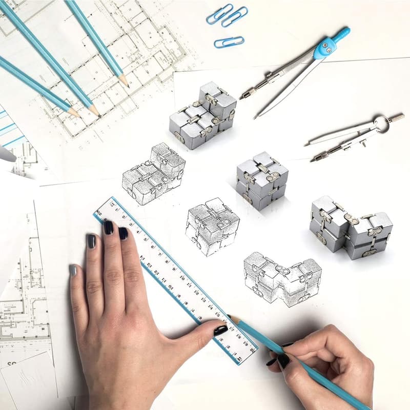 Infinity Cube Fidget Toy - Metal Desk Gadget for Stress Relief