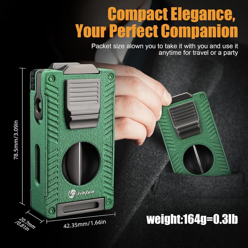 Double Jet Flame Cigar Torch Lighter with Built-in Cutter