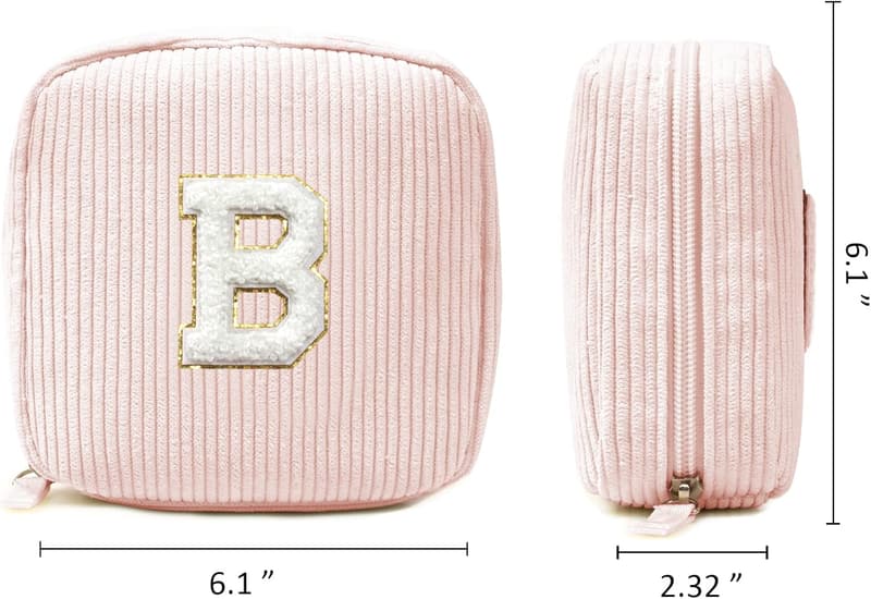 Personalized Initial Monogram Makeup Bag for Women