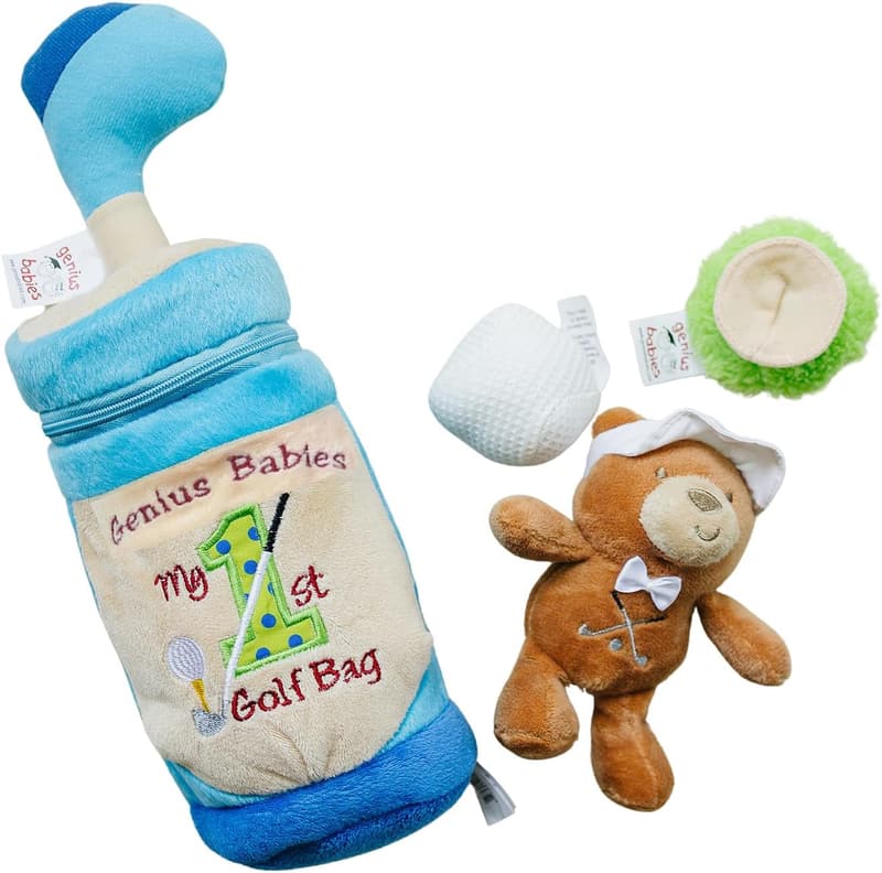 Original Baby Golf Bag Toy with Teddy Bear - Embroidered, Lightweight