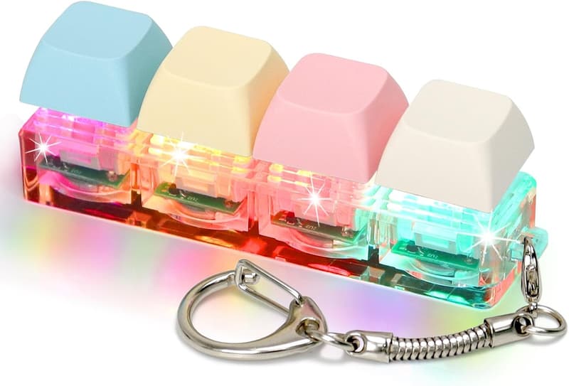 LED Light Keyboard Fidget Toy Keychain for Adults