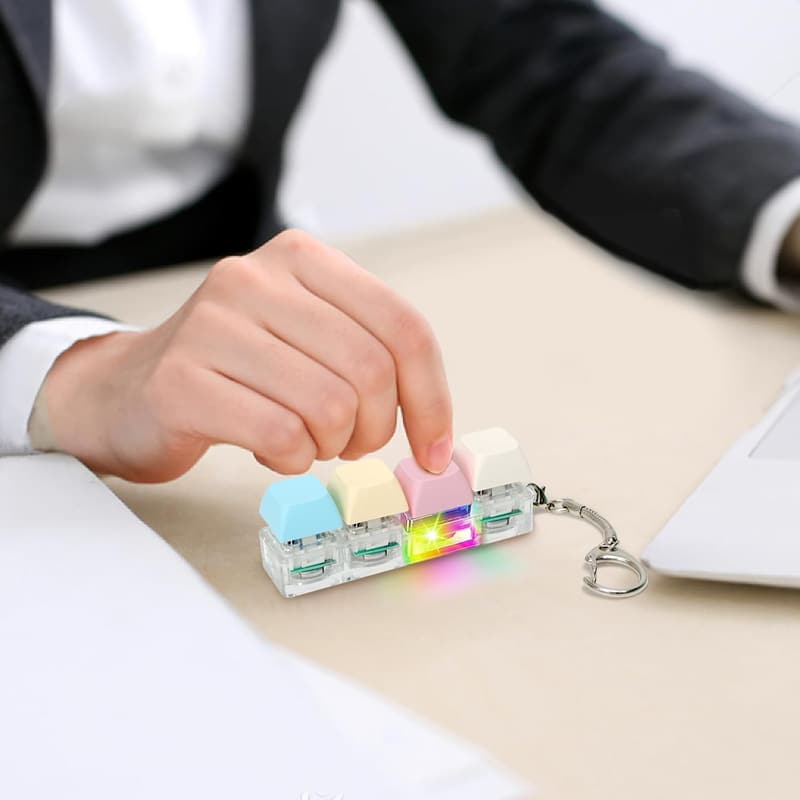 LED Light Keyboard Fidget Toy Keychain for Adults