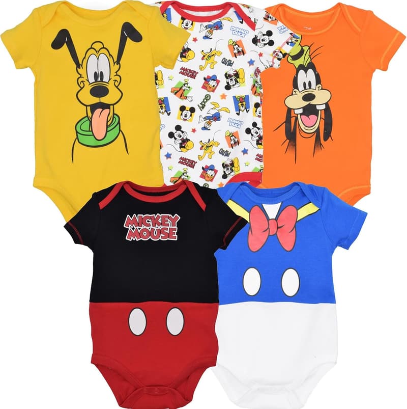 Disney Baby 5-Pack Bodysuits: Mickey, Lion King & Pixar Designs