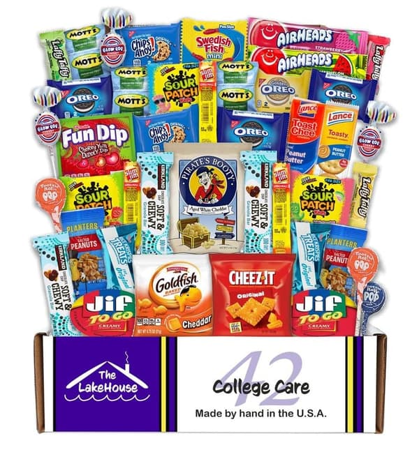 College Care Package Snack Box - 42 Count Snacks for Students