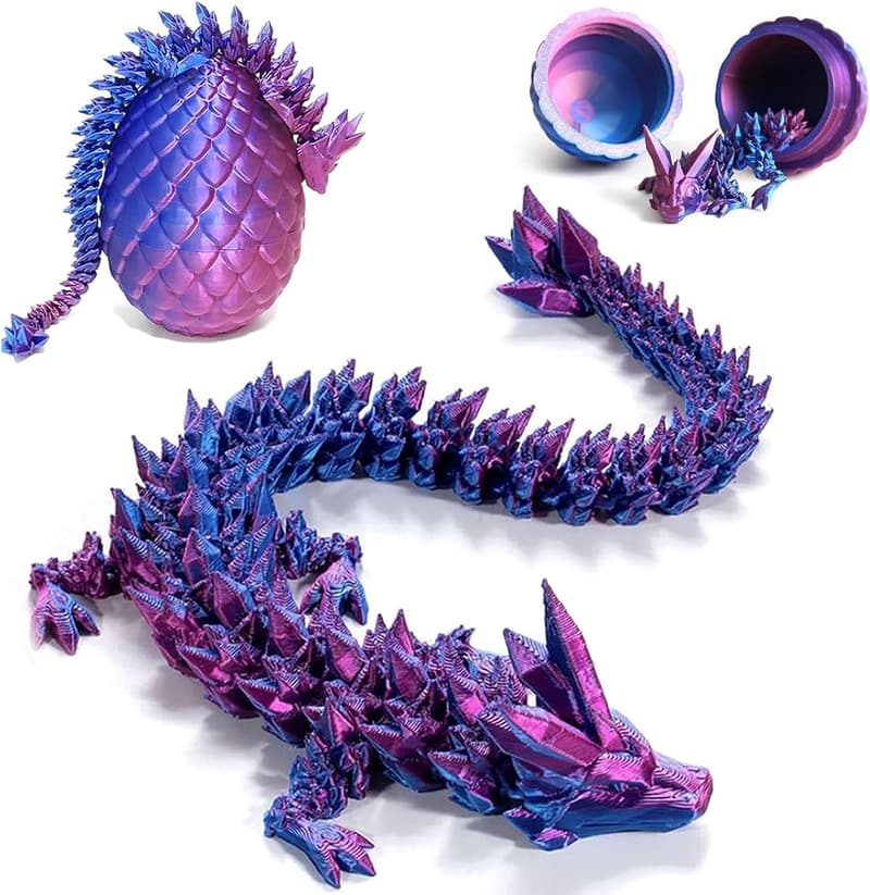 Articulated 3D Printed Dragon Desk Toy with Surprise Egg