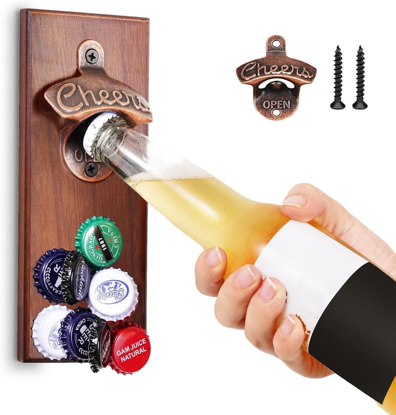 Wall-Mounted Magnetic Beer Bottle Opener for Men