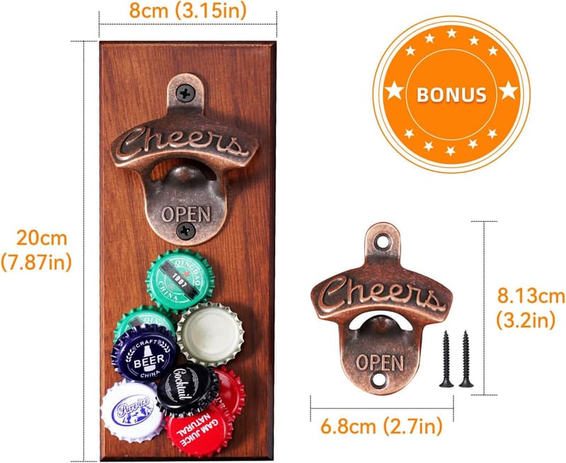 Wall-Mounted Magnetic Beer Bottle Opener for Men