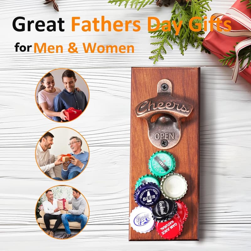Wall-Mounted Magnetic Beer Bottle Opener for Men