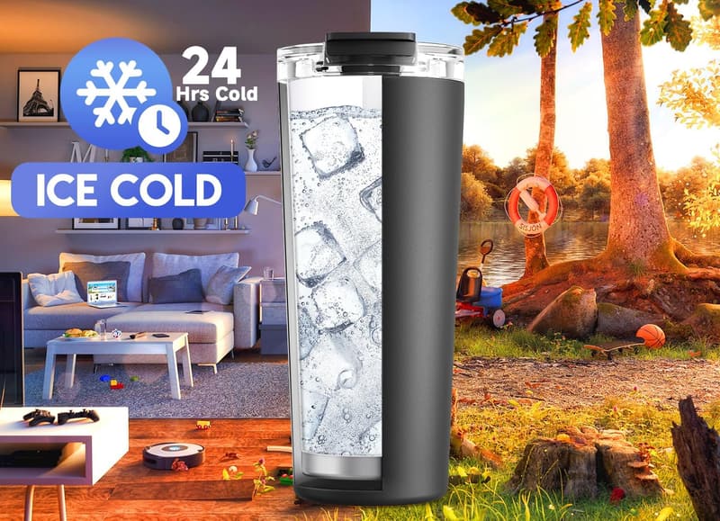 Stainless Steel Insulated Travel Mug - 24 oz, Leak-proof, Night