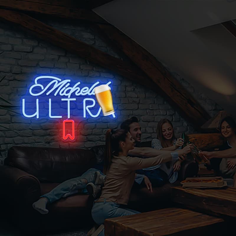 Dimmable Beer Neon Sign for Man Cave and Home Bar Decor