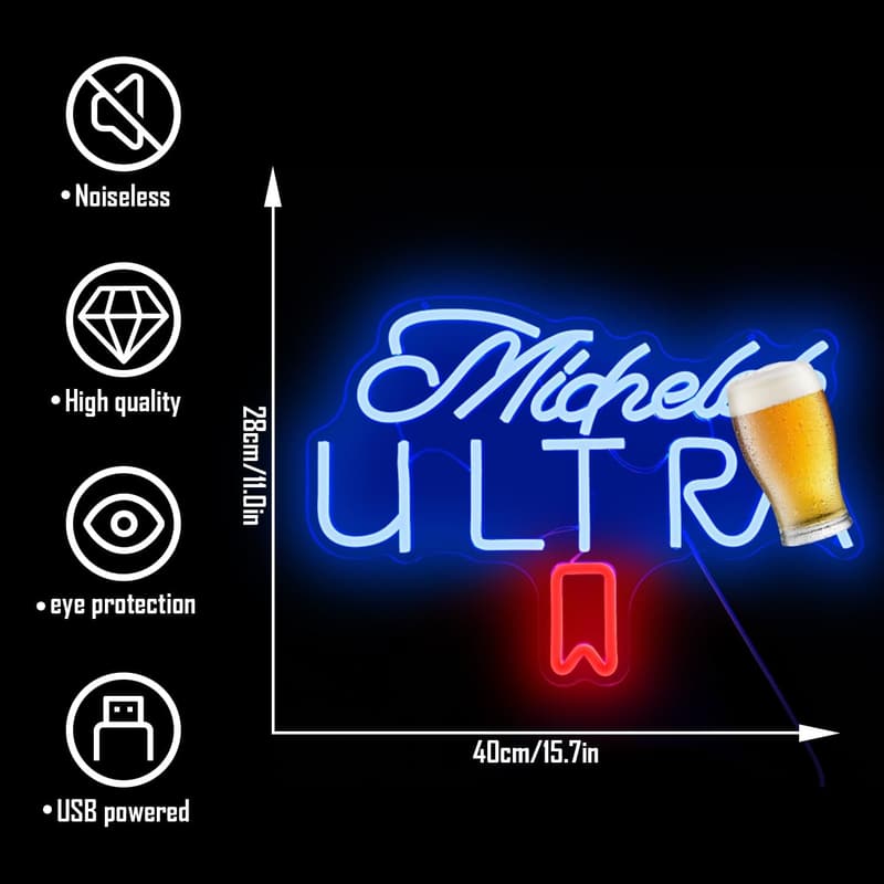 Dimmable Beer Neon Sign for Man Cave and Home Bar Decor