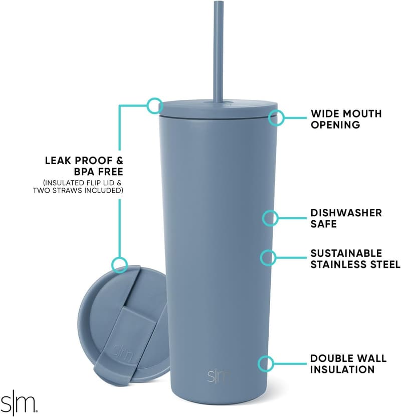 Classic 24oz Insulated Tumbler with Straw - Blue Dune