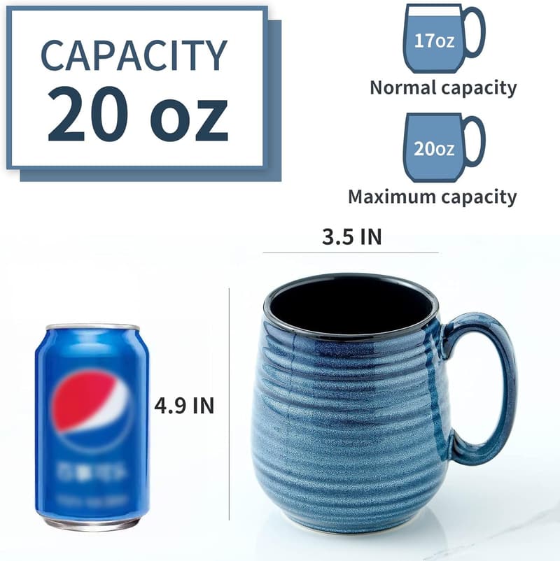 Large 20 oz Ceramic Coffee Mug for Men and Women (藍色的)