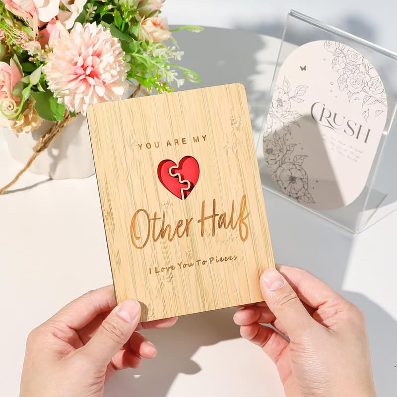 5th Anniversary Handmade Wooden Card for Couples