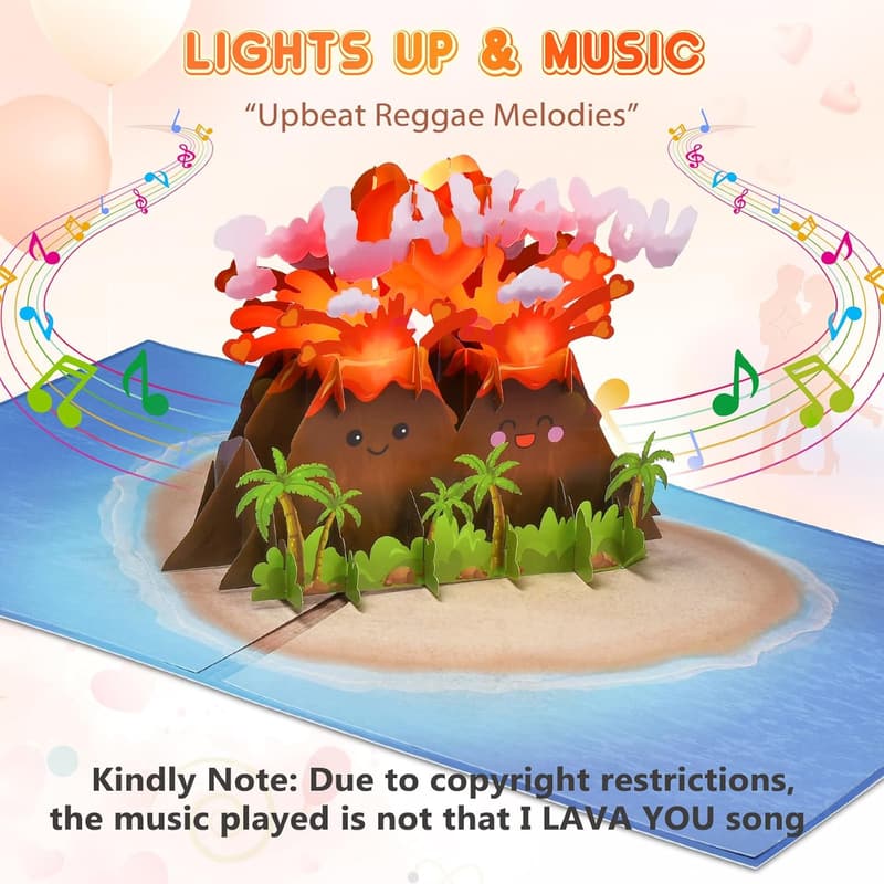 Pop-Up Musical Anniversary Card with Lights for Couples