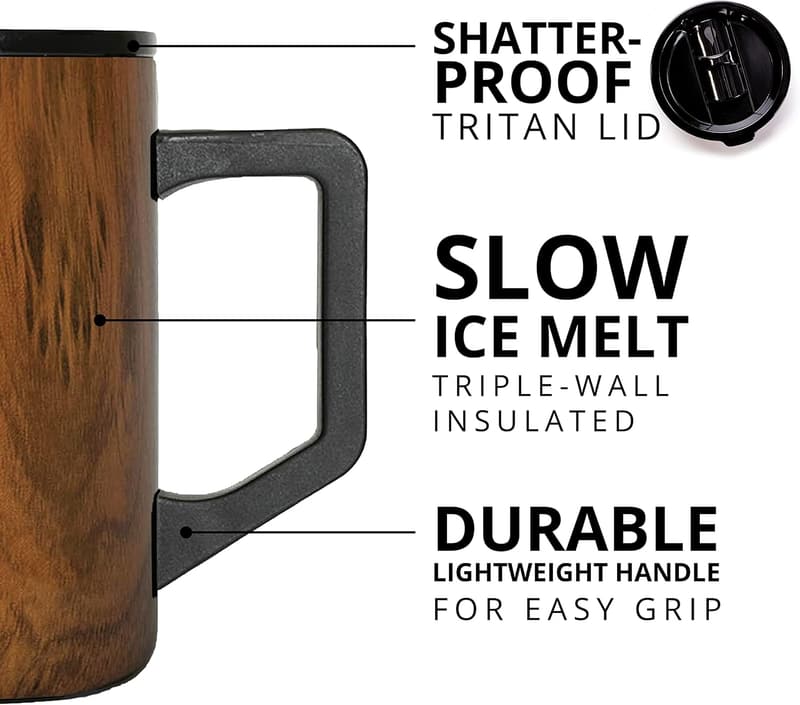 Teakwood Triple-Wall Insulated Coffee Mug for Camping & Travel