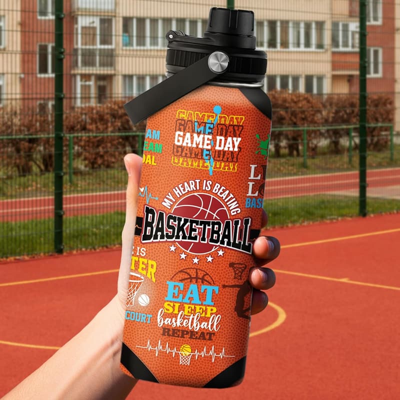 32oz Stainless Steel Insulated Basketball Water Bottle