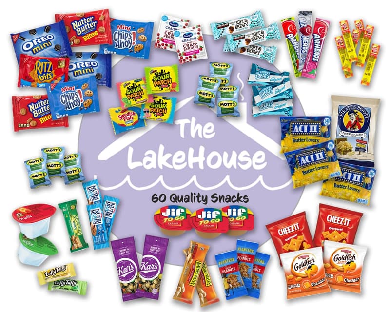 College Care Package Snack Box - 60 Count for Students