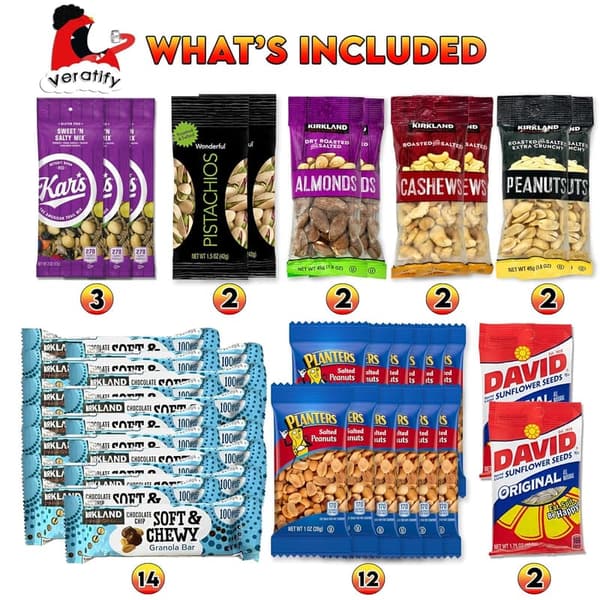Snack Gift Basket Assortment for Adults - 72 Count