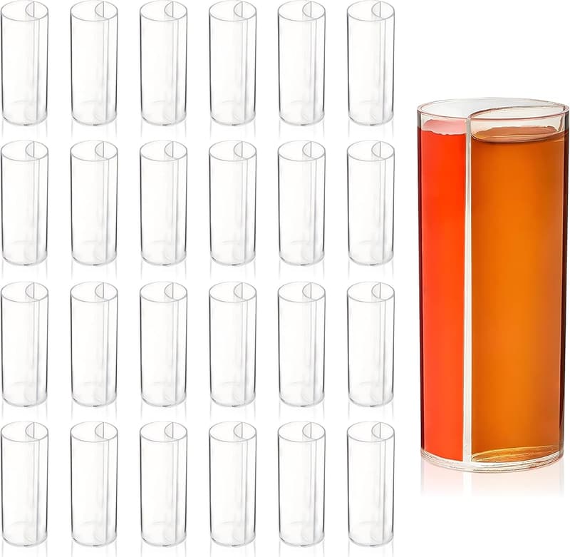 Divided Test Tube Shot Glasses Set - Clear Plastic for Parties