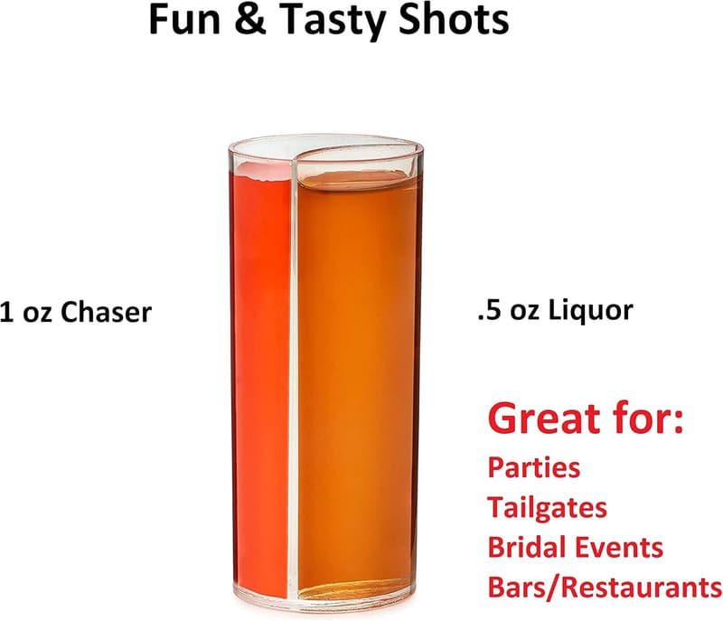 Divided Test Tube Shot Glasses Set - Clear Plastic for Parties