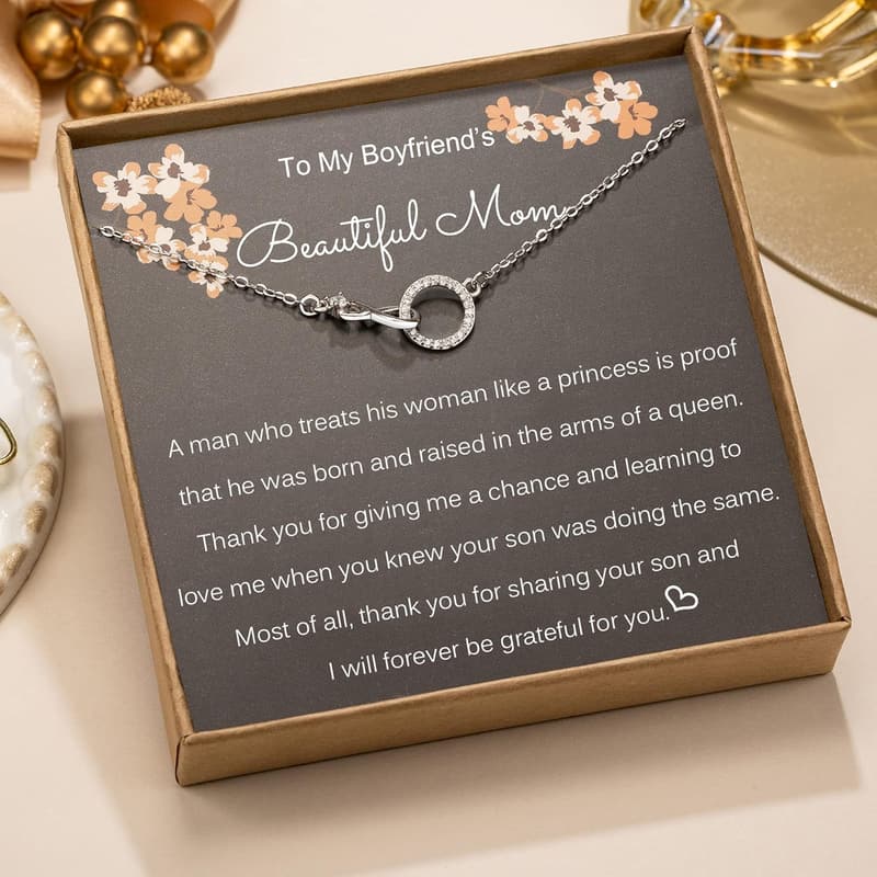 Mother's Day 925 Sterling Silver Infinity Necklace for Her