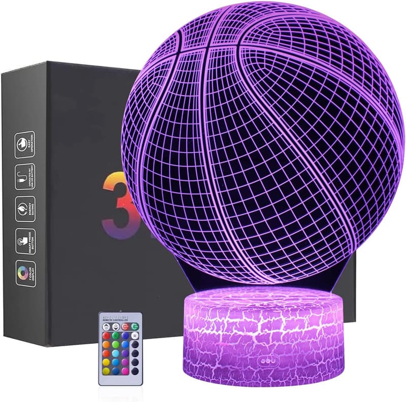 3D Basketball Night Light with Remote - RGB & Dimmable