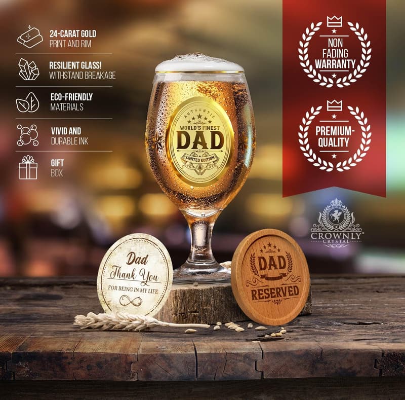 Personalized Crystal Beer Glass - Gifts for Dad