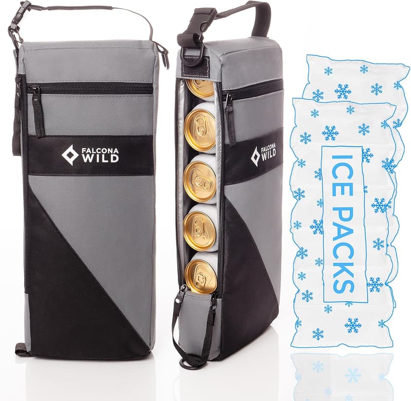 Golf Cooler Bag with Ice Packs - Insulated for 6 Cans or 2 Bottles